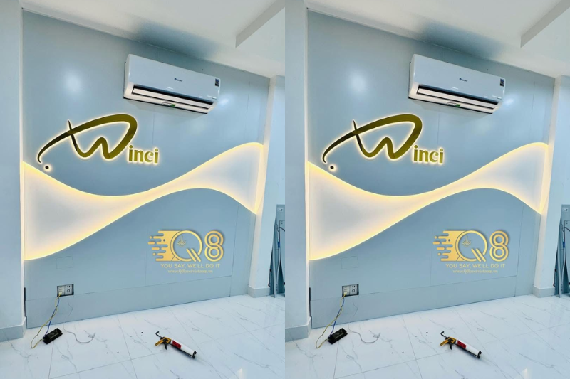 Thi công vách logo khác biệt