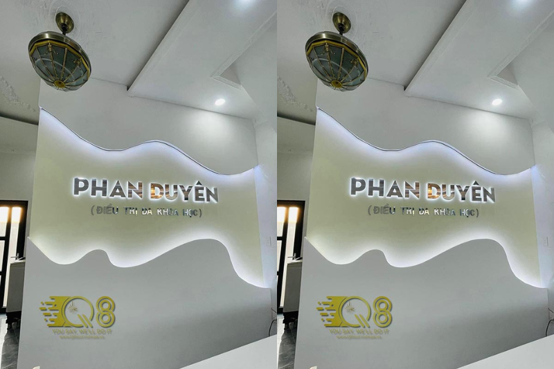 Vách logo kết hợp đèn LED