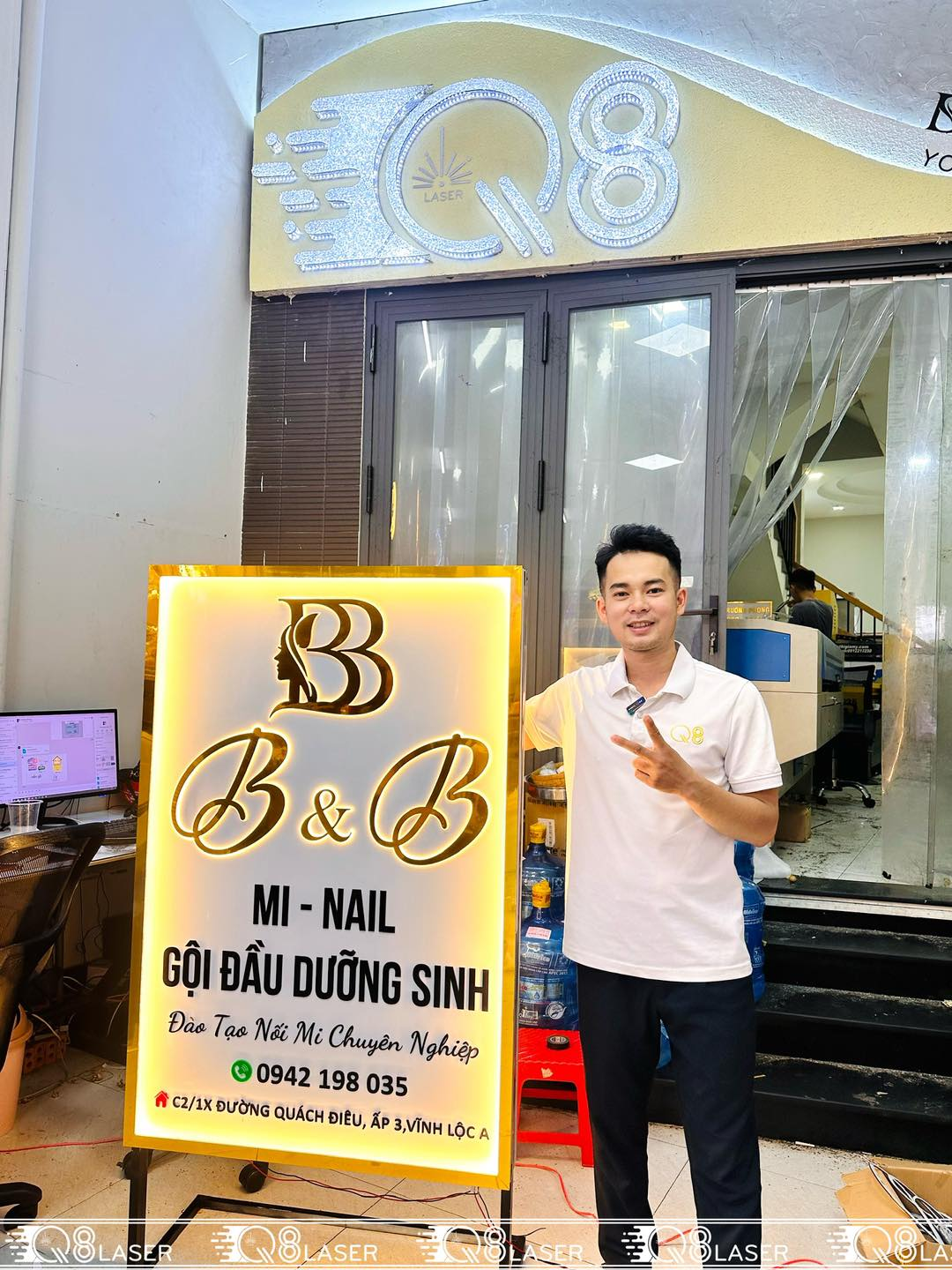 Bảng vẫy đèn led mi, nail, gội đầu