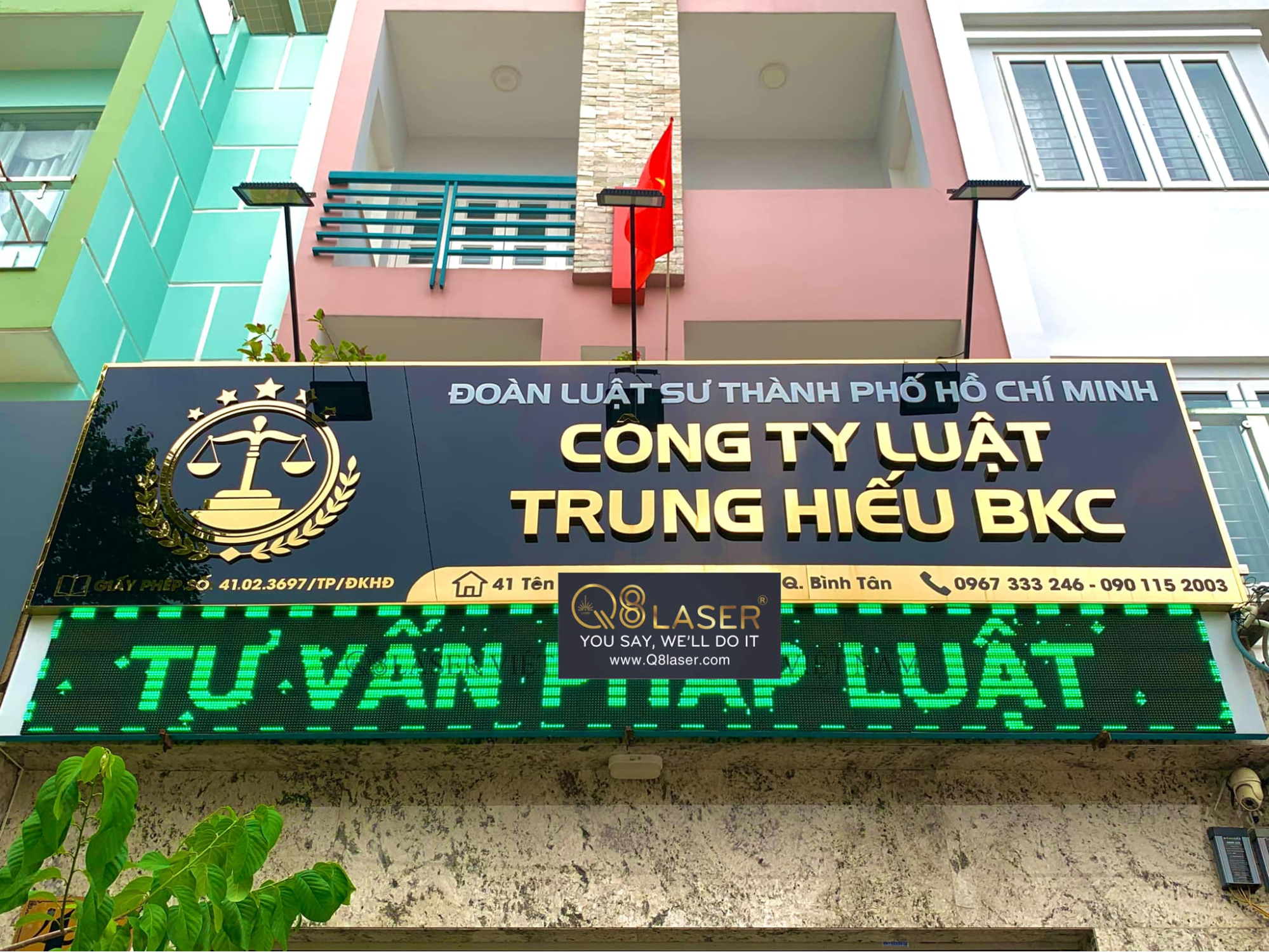 Quy Trình Lắp Đặt Bảng hiệu công ty đẹp của Q8 Laser Việt Nam