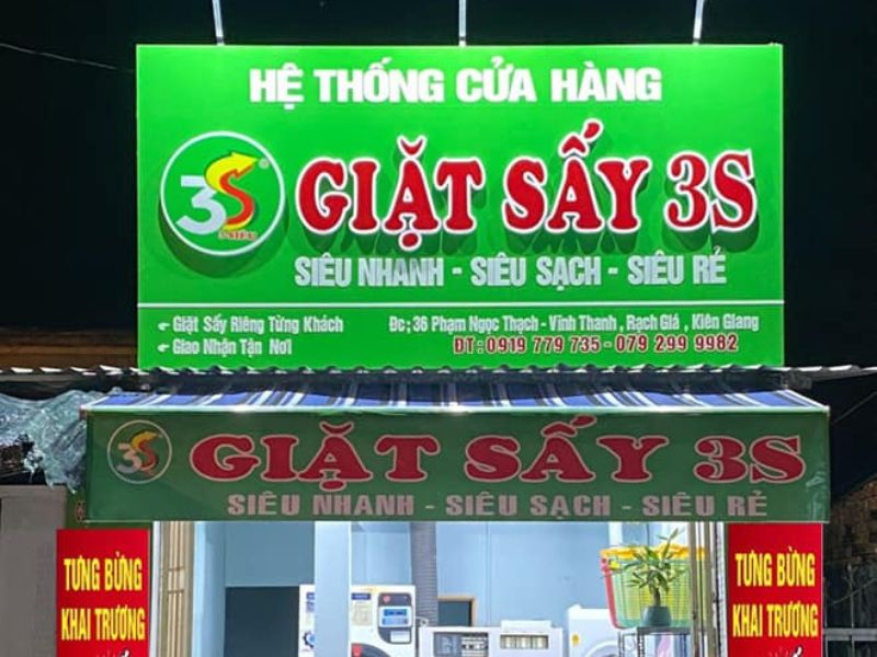 Bảng hiệu giặt sấy chữ nổi