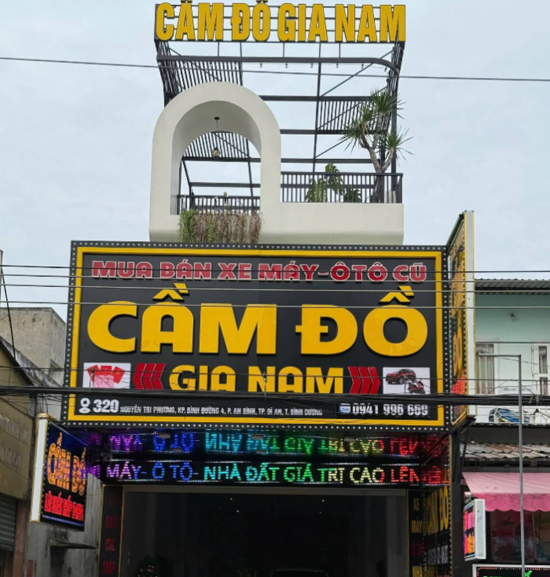 Mẫu bảng hiệu cầm đồ LED nổi bật.