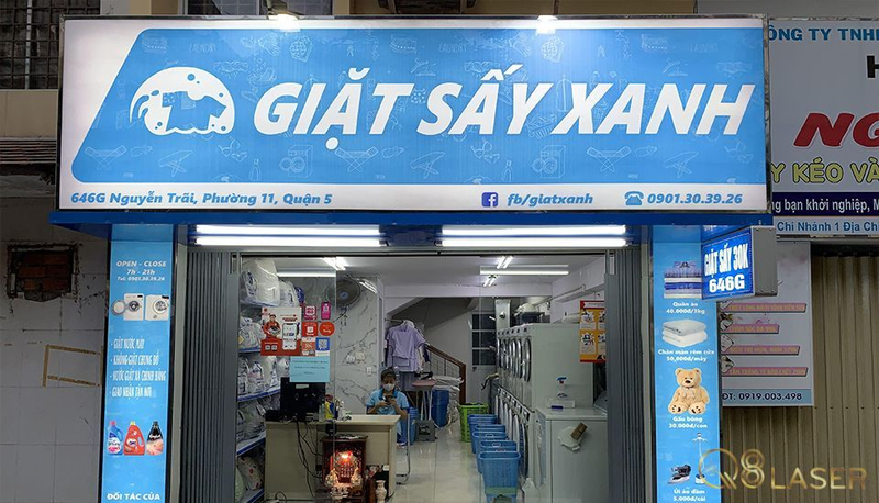Thi công bảng hiệu giặt sấy bằng alu bền và sang trọng