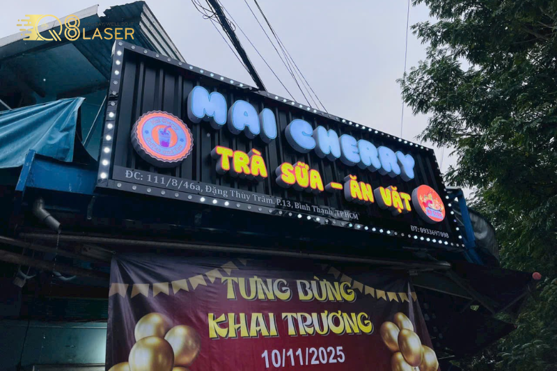 Biển hiệu quận Bình Tân hộp đèn mica chiếu sáng ban đêm