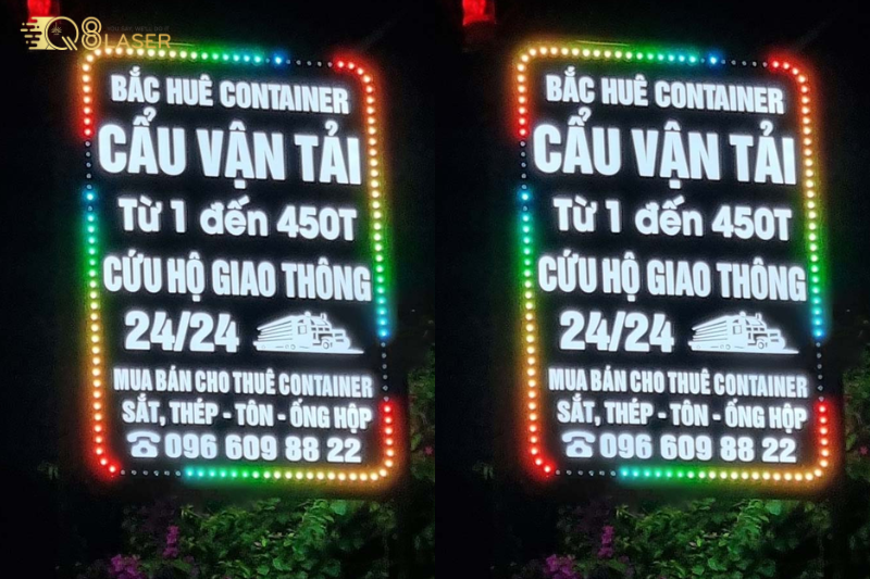 Biển vẫy đèn led quận Bình Tân thiết kế nhỏ gọn, nổi bật về đêm.