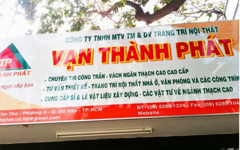 Chất liệu làm bảng hiệu công ty xây dựng phổ biến