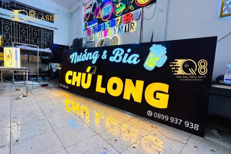 Mẫu chữ nổi mica Bình Tân sắc nét, màu sắc nổi bật