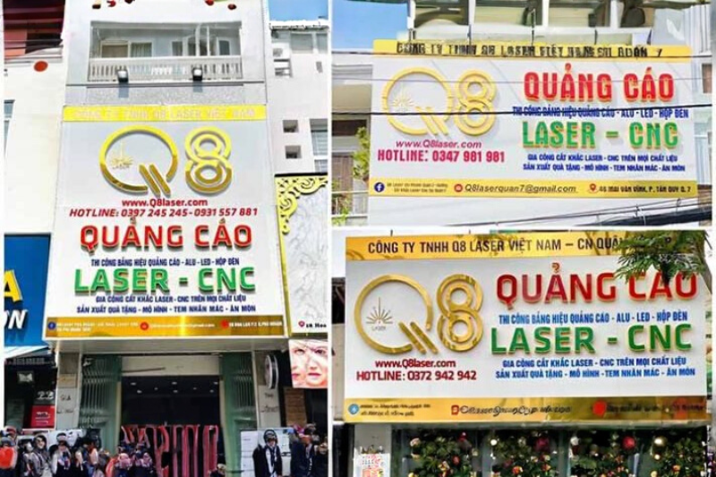 Q8 Laser Việt Nam – Đơn vị thi công bảng hiệu quận Bình Tân uy tín, giá tốt