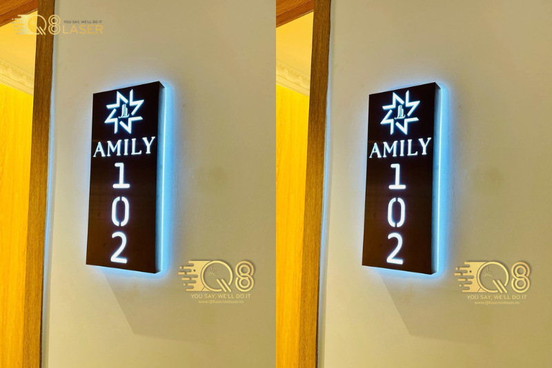 Bảng hiệu inox ăn mòn, thiết kế chuyên nghiệp.