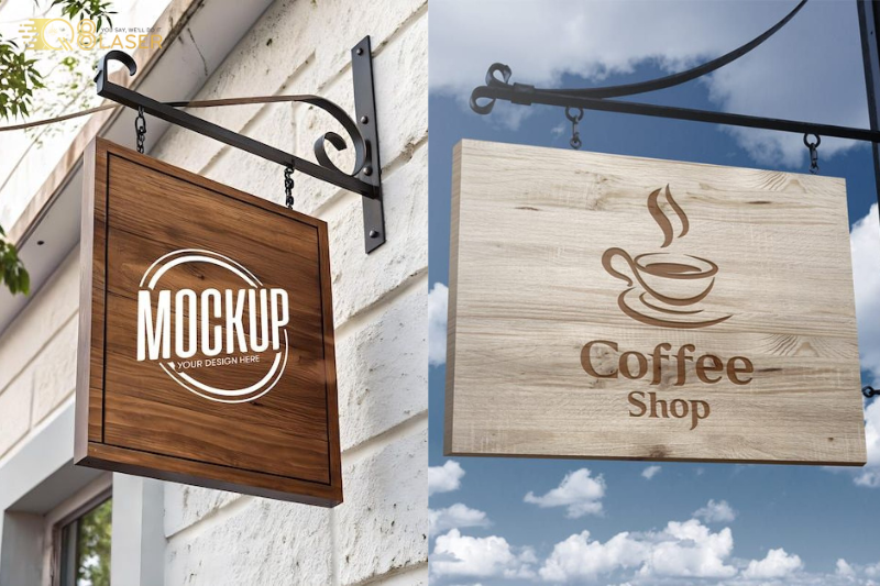 Bảng hiệu phong cách vintage kết hợp gỗ tự nhiên và chữ nổi