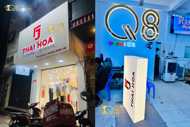 Bảng quảng cáo mica gắn mặt tiền cửa hàng