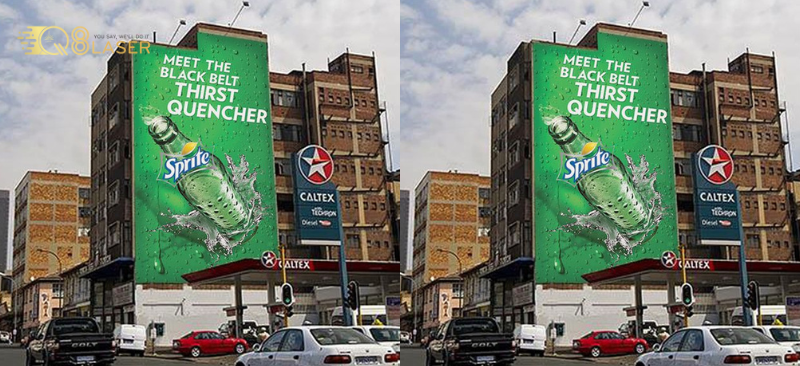 Biển hiệu dọc treo trước cửa quán gọn gàng