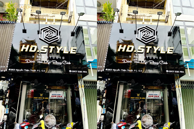 Biển quảng cáo cắt tóc rõ ràng, dễ tìm