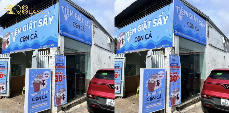 Biển quảng cáo giặt là ban đêm