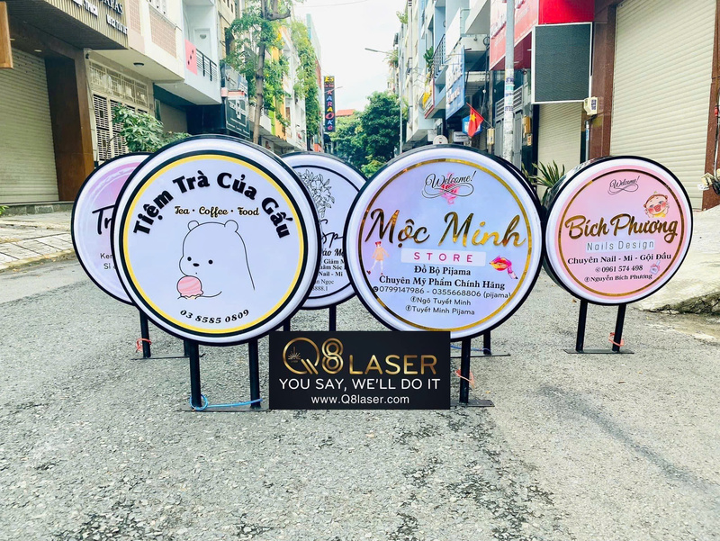 Biển quảng cáo tròn đẹp, thiết kế hiện đại