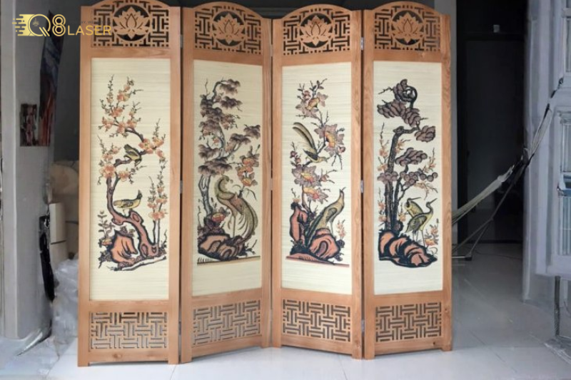 Cắt gỗ MDF làm vách ngăn hiện đại, họa tiết tinh xảo