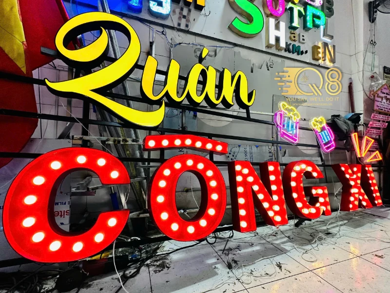 Bảng Hiệu Quán Công Xi – Thi Công Q8 Laser