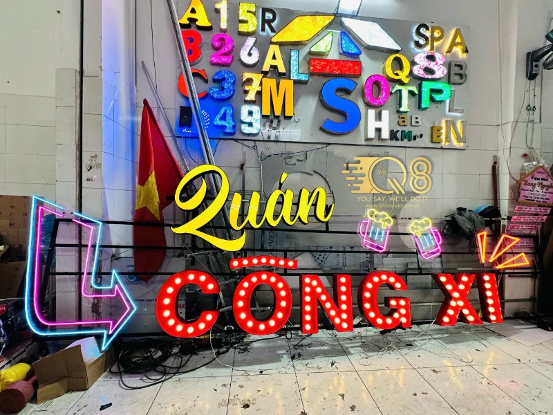 Bảng Hiệu Quán Công Xi – Thi Công Q8 Laser