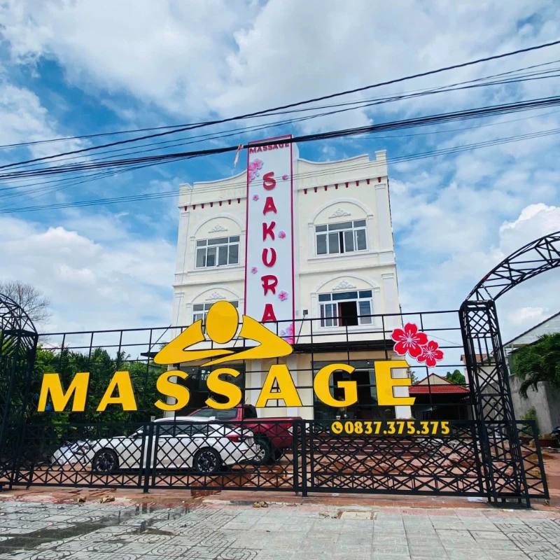 Biển hiệu Massage Sakura nổi bật - Thi công Q8 Laser