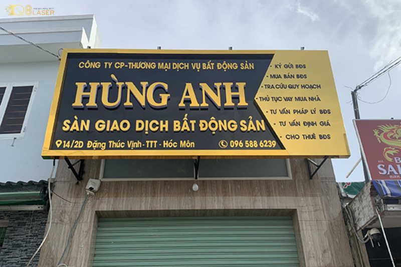 Bảng hiệu bất động sản đẹp, phù hợp văn phòng nhà đất.