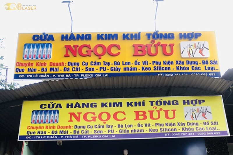 Bảng hiệu cơ khí đẹp, bố cục gọn gàng