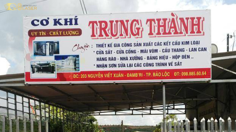 Bảng hiệu cơ khí rõ ràng, dễ nhận diện xưởng