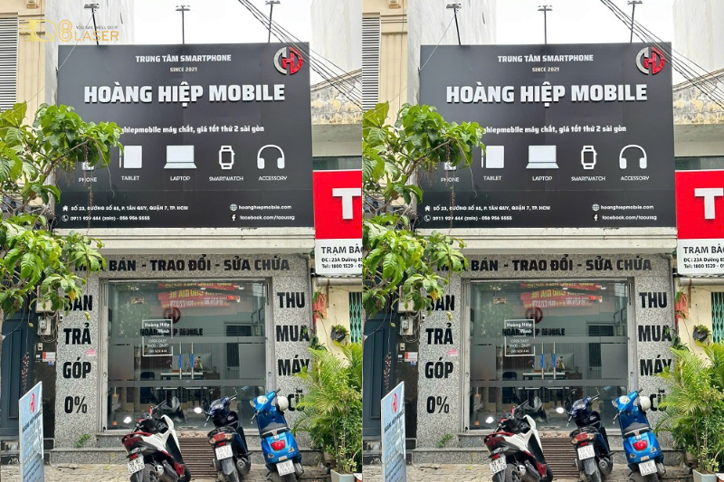 Bảng hiệu cửa hàng điện thoại thiết kế đồng bộ, dễ nhớ