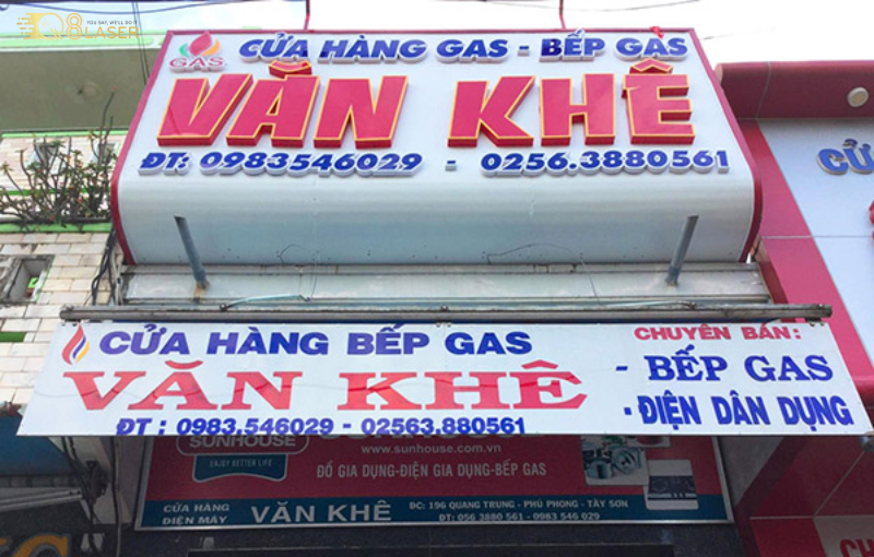 Bảng hiệu cửa hàng gas chữ mica, bảng hiệu gas sắc nét.