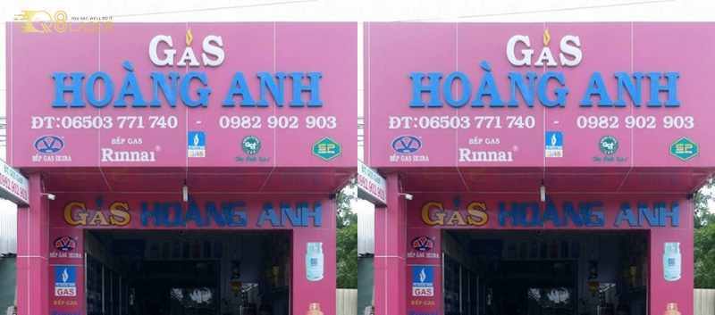 Bảng hiệu cửa hàng gas mặt tiền đẹp, bảng hiệu gas rõ thông tin.