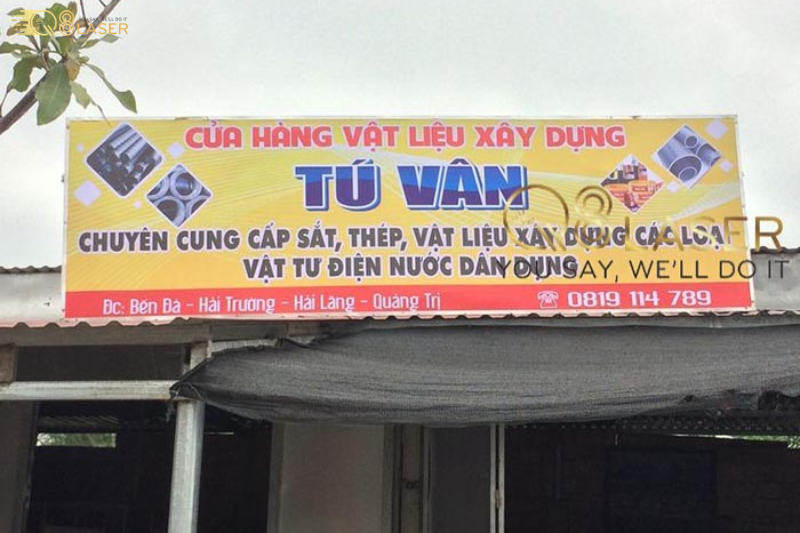 Bảng hiệu cửa hàng vật liệu xây dựng dễ nhìn
