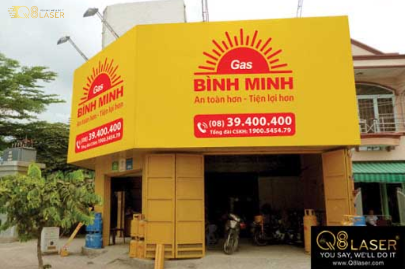 Bảng hiệu gas chữ lớn, giúp bảng hiệu cửa hàng gas dễ nhìn từ xa.