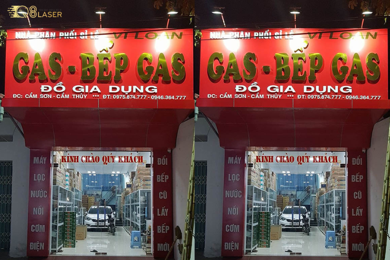 Bảng hiệu gas đơn giản nhưng hiệu quả cho bảng hiệu cửa hàng gas.