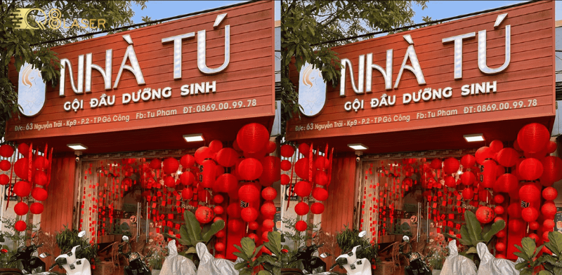 Bảng hiệu gội đầu dưỡng sinh rõ ràng, dễ nhận diện