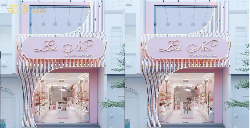 Bảng hiệu màu hồng nổi bật, thu hút mọi ánh nhìn