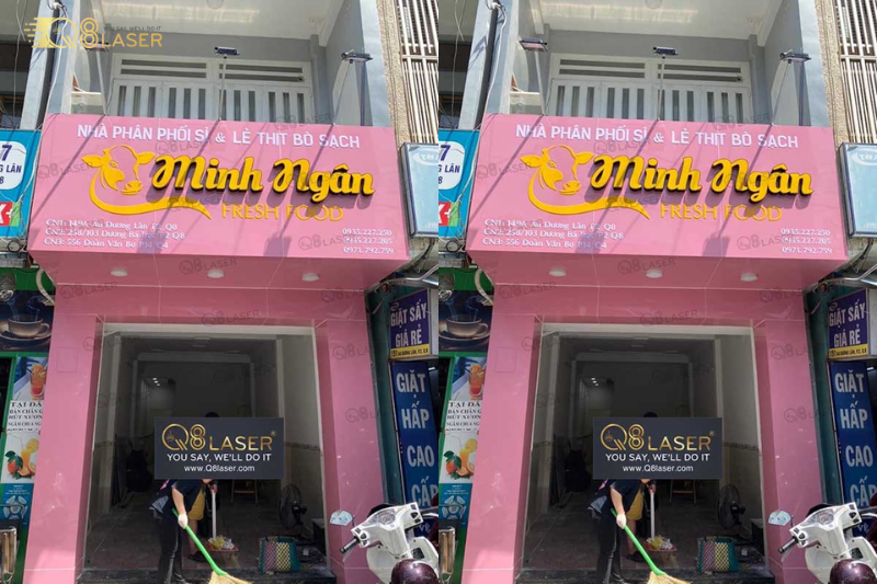 Bảng hiệu màu hồng trẻ trung, bắt trend