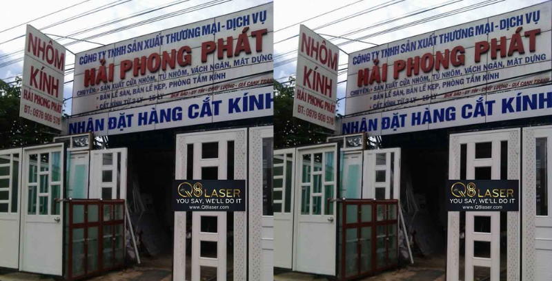 Bảng hiệu nhôm kính đẹp cho cửa hàng