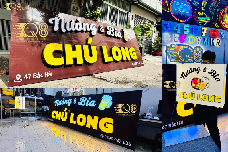 Bảng hiệu nổi bật giữa khu phố đông đúc