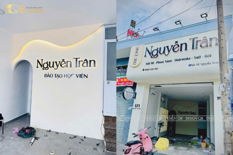 Bảng hiệu phun xăm đẹp kết hợp ánh sáng nổi bật ban đêm