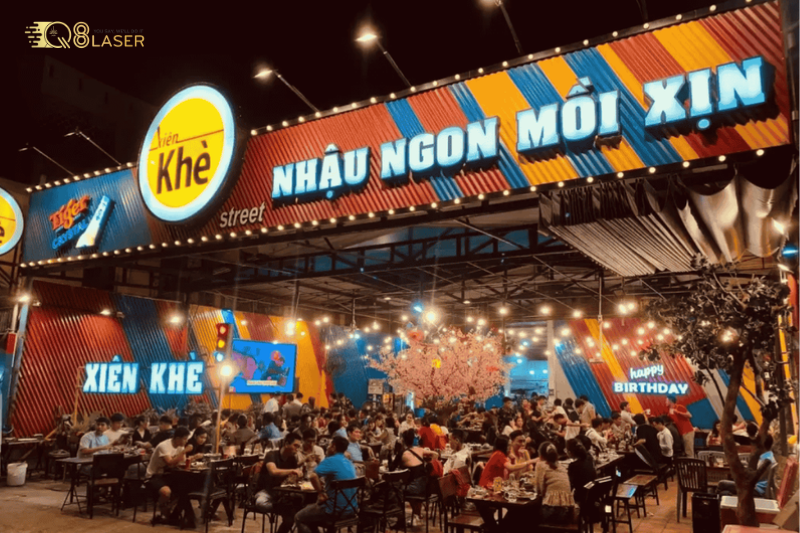 Bảng hiệu quán nhậu phong cách đơn giản, dễ thi công