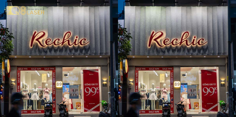 Bảng hiệu shop quần áo thiết kế hiện đại, nổi bật mặt tiền