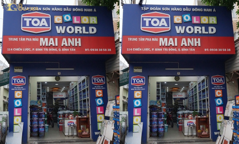 Bảng hiệu sơn phù hợp cửa hàng vật liệu xây dựng.