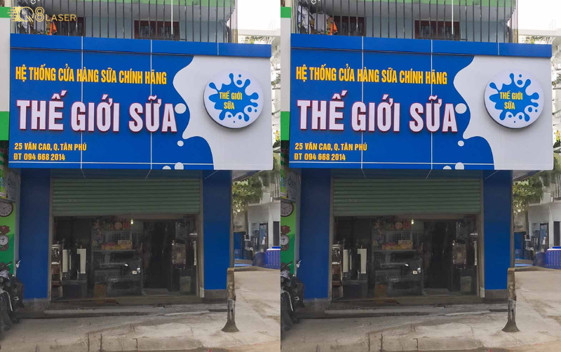 Bảng hiệu sữa bỉm nổi bật thu hút khách