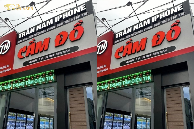 Bảng hiệu tiệm cầm đồ thiết kế gọn gàng, thông tin rõ ràng