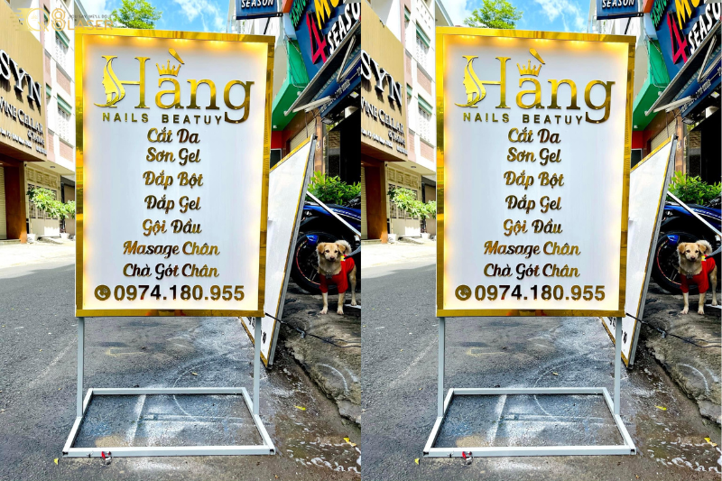 Bảng quảng cáo đứng thiết kế đơn giản, dễ nhìn