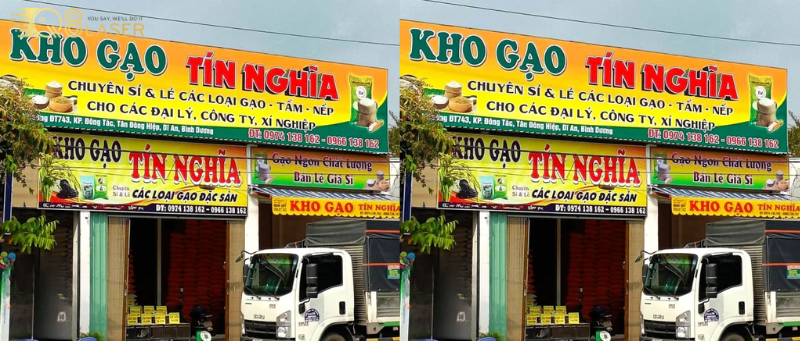 Biển bán gạo rõ ràng, dễ quan sát ban ngày