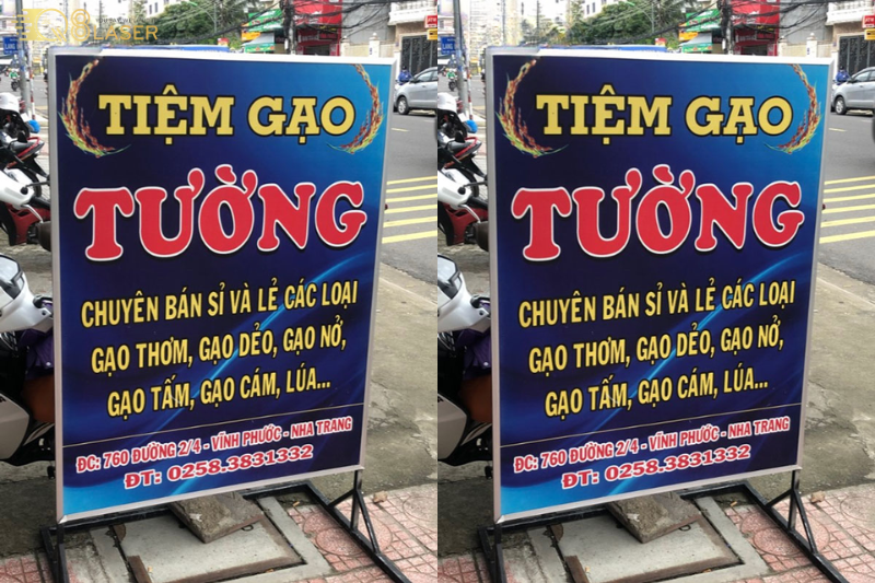 Biển bán gạo thiết kế đơn giản, dễ nhìn từ xa