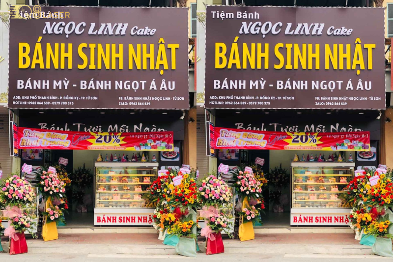 Biển bánh sinh nhật thu hút khách từ xa