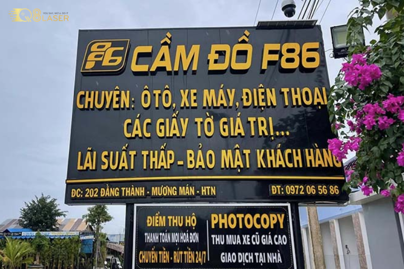 Biển cầm đồ đẹp với đèn LED sáng rõ, tăng khả năng nhận diện