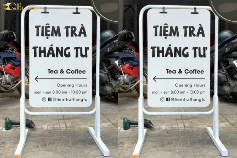 Biển đứng quảng cáo nổi bật trước cửa hàng