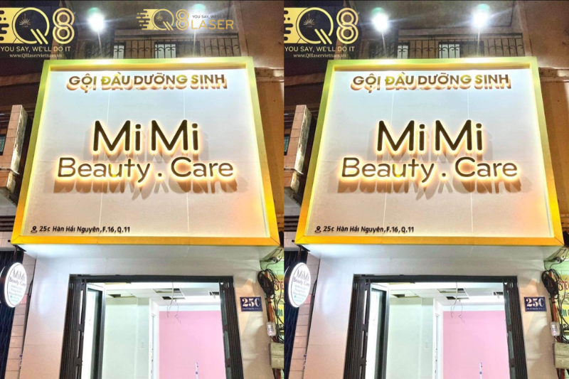 Biển gội đầu thiết kế gọn gàng, rõ chữ